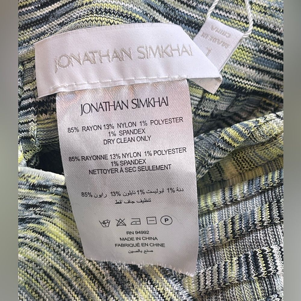 Jonathan Simkhai Wide leg Knit Pants Basil Space Dye with ruffles NWT. Large - Picture 9 of 12